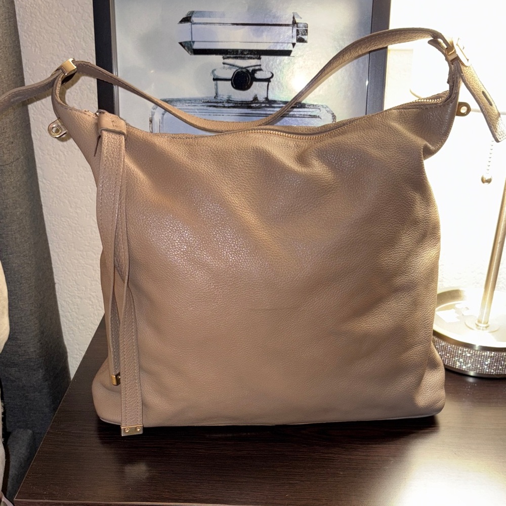 Furla Taupe Leather Hobo Bag